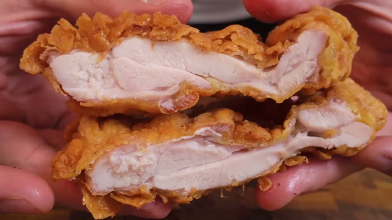 El pollo abierto, jugoso por dentro